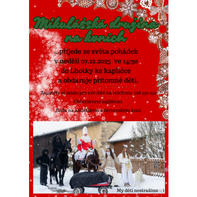 Mikulášská družina na koních ve Lhotce 7. 12. 2025